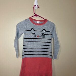 Gymboree Gray and Pink Striped Cat Sweater